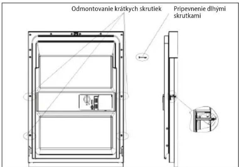 Odmontovanie krátkych skrutiek Pripevnenie dlhými skrutkami