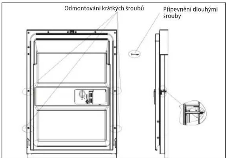 Odmontování krátkých šroubů Přípevnění dlouhými šrouby