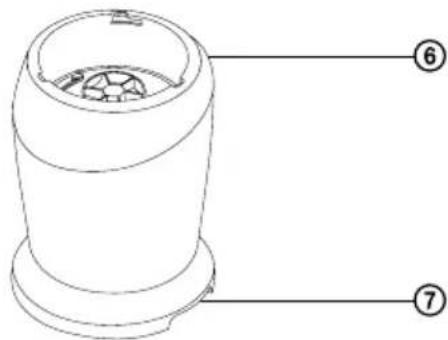Technical diagram of a mechanical component with numbered parts labeled ⑥ and ⑦