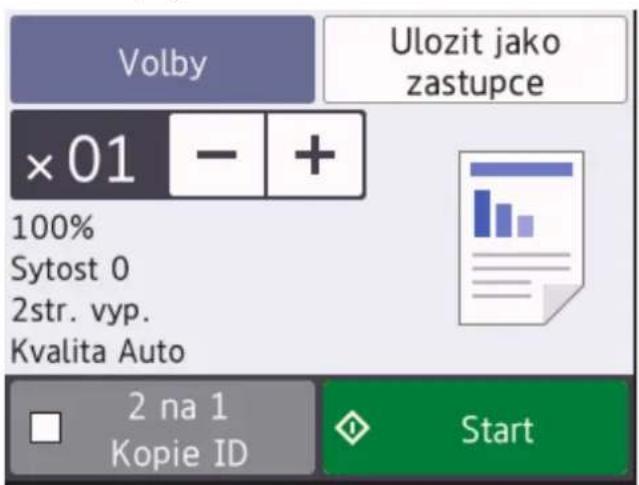 Volby Ulozit jako zastupce ×01 - + 100% Sytost 0 2str. vyp. Kvalita Auto 2 na 1 Kopie ID Start