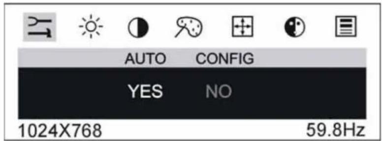 AUTO CONFIG YES NO 1024X768 59.8Hz