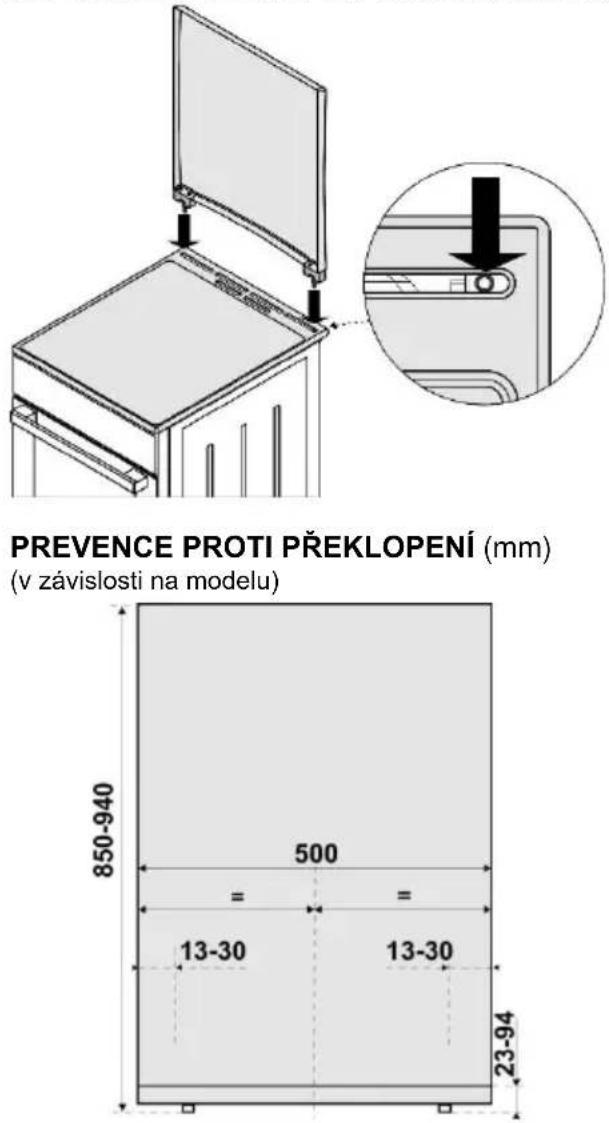 PREVENCE PROTI PŘEKLOPENÍ (mm) (v závislosti na modelu) 850-940 500 13-30 13-30 23-94