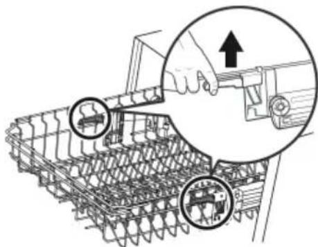 Technical diagram showing mechanical assembly with labeled parts and an upward arrow indicating motion direction