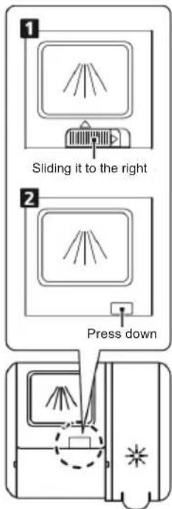 Sliding it to the right Press down