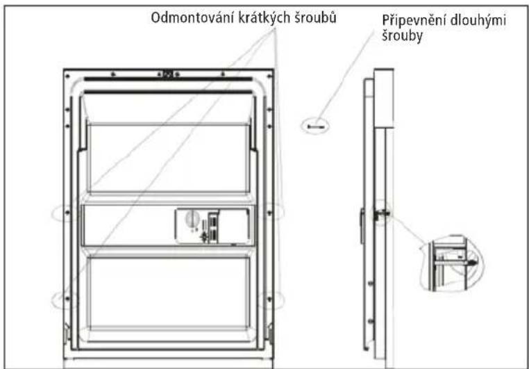 Odmontování krátkých šroubů Připevnění dlouhými šrouby