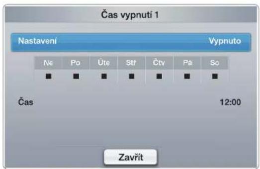 Čas vypnutí 1 Nastavení Vypnuto N€ Po Úte Str Čtv Pa So Čas 12:00 Zavřit