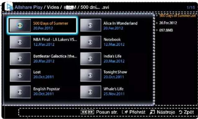 Allshare Play / Video / 500 dni... .avi 1/15 500 Days of Summer 20.Fer.2012 Alice In Wonderland 20.Fer.2012 500 Days of Summer 20.Fer.2012 697.8MB NBA Final - LA Lakers VS... 12.Mar.2012 Notebook 12.Mar.2012 Battlestar Galactica (the... 20.Mar.2012 India's Life 20.Mar.2012 Lost 20.Oct.2011 Tonight Show 20.Oct.2011 English Popstar 20.Oct.2011 Whale's Life 25.Nov.2011 Posun str. L# Prehrát Nástroje Zpét