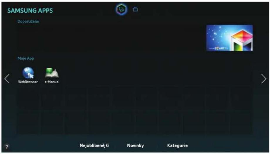 SAMSUNG APPS Doporučeno Moje App WebBrowser e-Manual Nejoblibenájší Novinky Kategorie