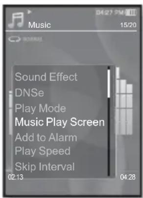 Music 15/20 Sound Effect DNSe Play Mode Music Play Screen Add to Alarm Play Speed Skip Interval 02:13 04:28