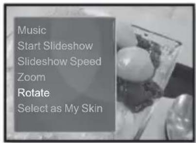 Music Start Slideshow Slideshow Speed Zoom Rotate Select as My Skin