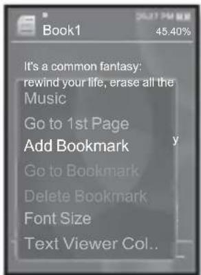 Book1 45.40% It's a common fantasy: rewind your life, erase all the Music Go to 1st Page Add Bookmark Go to Bookmark Delete Bookmark Font Size Text Viewer Col.