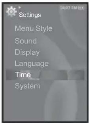 Settings Menu Style Sound Display Language Time System