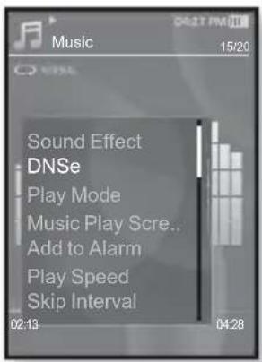 Music 15/20 Sound Effect DNSe Play Mode Music Play Scre.. Add to Alarm Play Speed Skip Interval 02:13 04:28