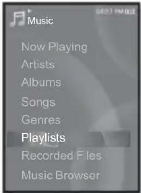 Music Now Playing Artists Albums Songs Genres Playlists Recorded Files Music Browser