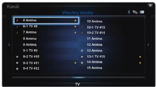 Kanál Všechny kanály 6 Anténa 6-1 TV #5 7 Anténa 8 Anténa 9 Anténa 9-1 TV #9 9-2 TV #10 9-3 TV #11 9-4 TV #12 10 Anténa 10-1 TV #13 10-2 TV #14 11 Anténa 12 Anténa 13 Anténa 13-1 TV #15 14 Anténa 15 Anténa TV