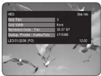 HDD Cely Titul 3 Cely Yybér Nenl Nahráváci Doba : Titul 35:37 SP Dostup: Proslof : Hudea/Falo 4745MB LED/01/2006 (P.O) 12:00