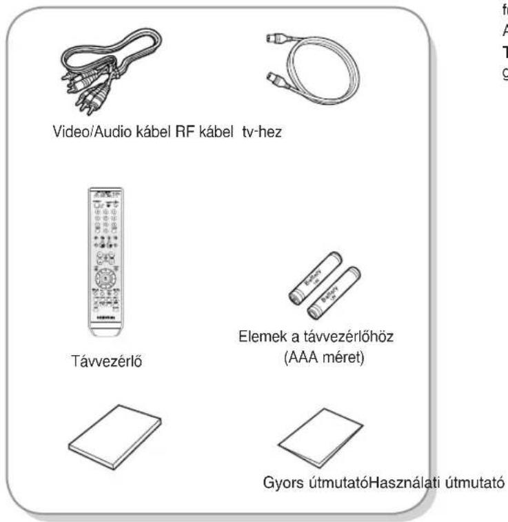 Video/Audio kábel RF kábel tv-hez Távvezérlő Elemek a távvezérlőhöz (AAA méret) Gyors útmutatóHasználati útmutató