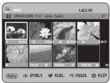 HDD JAN/02/2006 13:47 Jolm. Scan Lej.List. 1/7 01 00:03 02 00:24 03 00:30 04 00:31 05 00:22 06 00:30 07 00:36 08 00:37 Anyday ÄTHELY. KIJEL. VISSZA KILEP