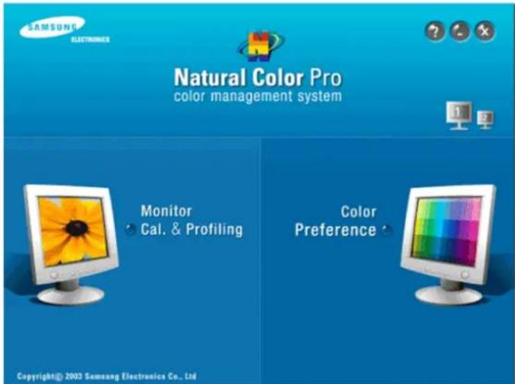 SAMSUNG ELECTRONICS Natural Color Pro color management system Monitor Cal. & Profiling Color Preference Copyright© 2003 Samsung Electronics Co., Ltd