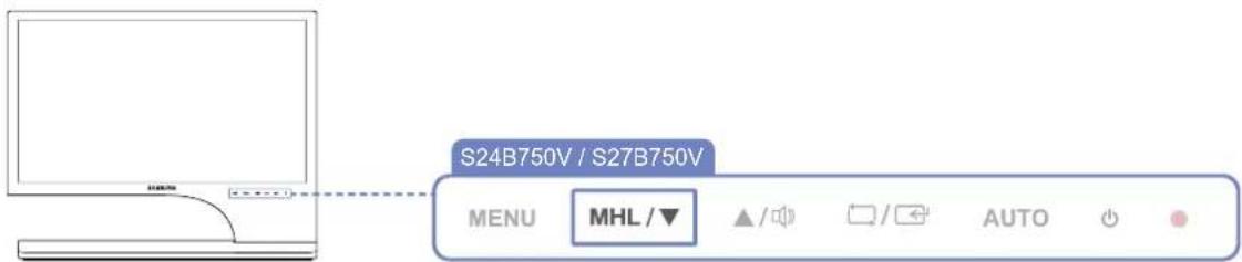 S24B750V / S27B750V MENU MHL /▼ ▲/ [播放] / [播放] AUTO ●