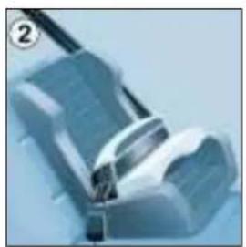 Close-up of a mechanical component with blue and white surfaces, no visible text or symbols