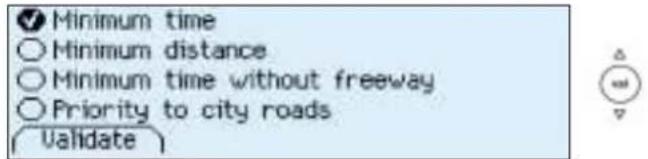Minimum time ○ Minimum distance ○ Minimum time without freeway ○ Priority to city roads Validate