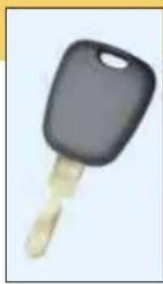 Close-up of a black key with a gold handle, isolated on white background (no text or symbols)