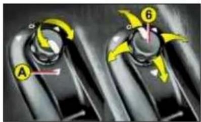 Close-up of two mechanical knob switches with yellow and red labels (no readable text or symbols)