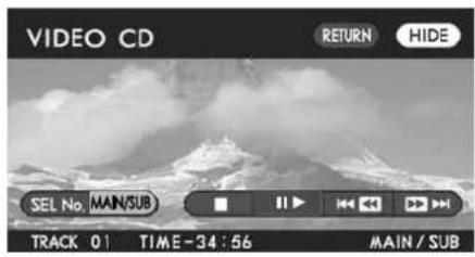 VIDEO CD RETURN HIDE SEL No. MAIN/SUB TRACK 01 TIME-34:56 MAIN/SUB