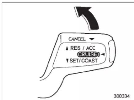 CANCEL ▲ RES / ACC (CRUISE) ▼ SET/COAST 300334