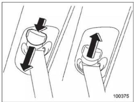 SUBARU Tribeca (2010) - Adjusting the shoulder belt anchor height (rearseatsof5-seater models/second-rowseatsof7-seater models) - 1