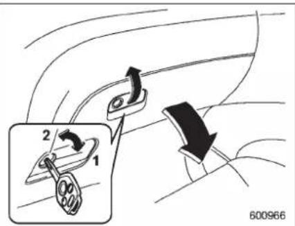 Diagram illustrating a mechanical or electrical component with labeled parts and directional arrows, including a magnified inset showing two components.