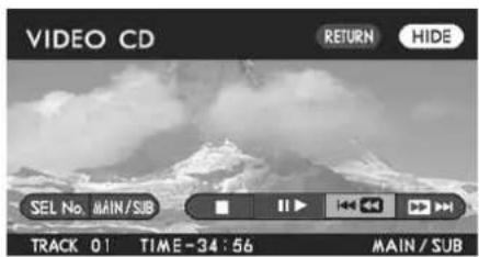 VIDEO CD RETURN HIDE SEL No. MAIN/SUB TRACK 01 TIME-34:56 MAIN/SUB