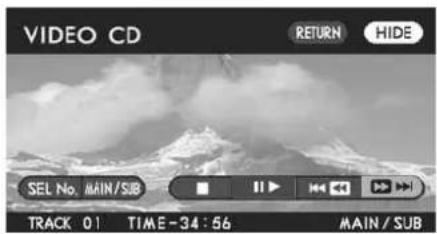VIDEO CD RETURN HIDE SEL No. MAIN/SUB TRACK 01 TIME-34:56 MAIN/SUB