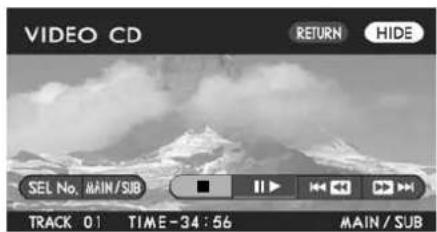 VIDEO CD RETURN HIDE SEL No. MAIN/SUB TRACK 01 TIME-34:56 MAIN/SUB