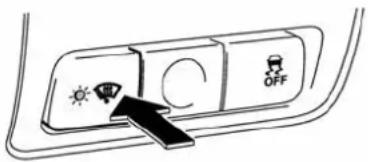 Diagram showing a car's front panel with sun icon and OFF button, indicating off or off state