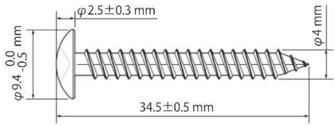 φ2.5±0.3 mm φ9.4 -0.5 mm 0.0 φ4 mm 34.5±0.5 mm