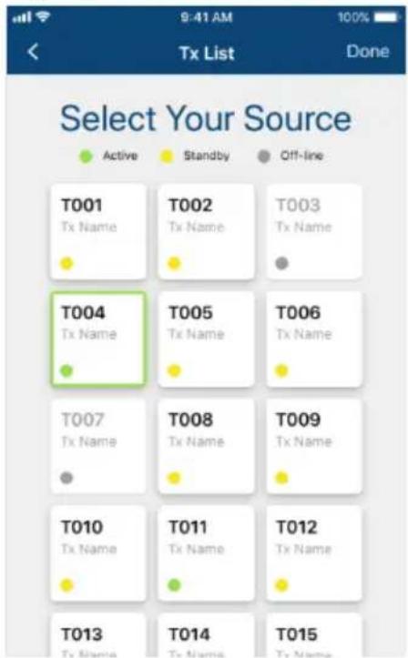 Select Your Source Active Standby Off-line T001 T002 T003 Tx Name Tx Name Tx Name T004 T005 T006 Tx Name T007 T008 T009 Tx Name Tx Name Tx Name T010 T011 T012 Tx Name Tx Name Tx Name T013 T014 T015 Tx Name Tx Name Tx Name