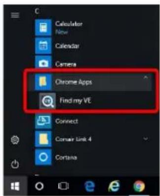Calculator New Calendar Camera Chrome Apps Find my VE Connect Conair Link 4 Cortana
