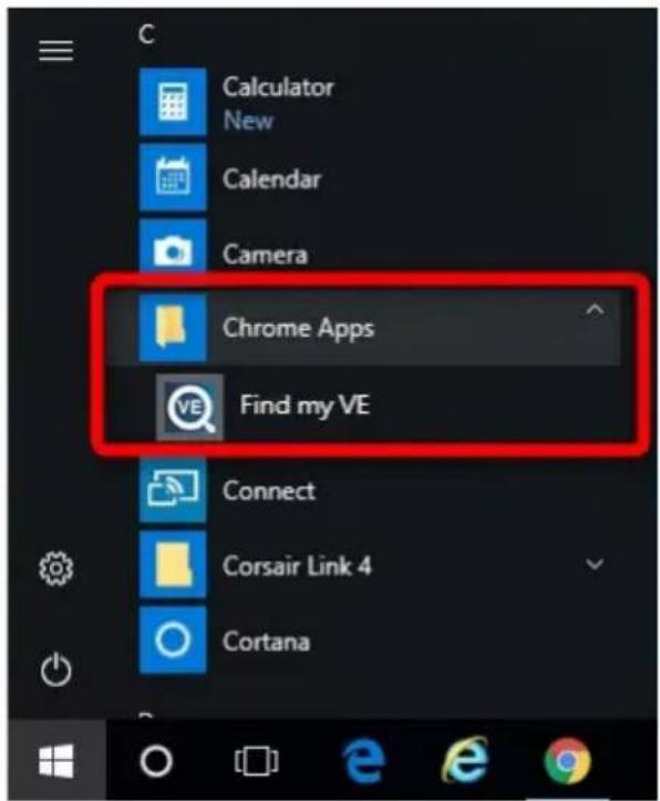 Calculator New Calendar Camera Chrome Apps Find my VE Connect Corsair Link 4 Cortana