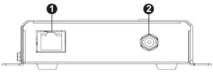 Technical diagram of a device casing with labeled components 1 and 2
