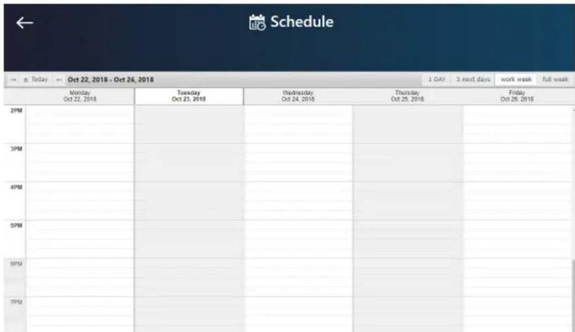 Schedule Today Oct 22, 2018 - Oct 26, 2018 Monday Oct 22, 2018 Tuesday Oct 23, 2018 Wednesday Oct 24, 2018 Thursday Oct 25, 2018 Friday Oct 26, 2018 2PM 3PM 4PM 5PM 6PM 7PM