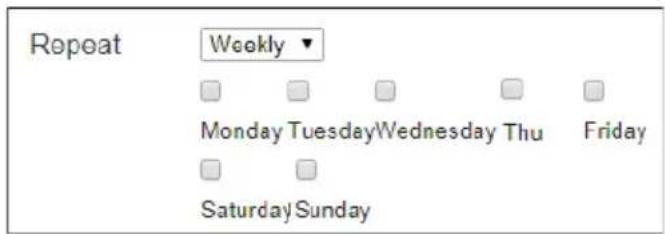 Repeat Weekly Monday Tuesday Wednesday Thu Friday Saturday Sunday