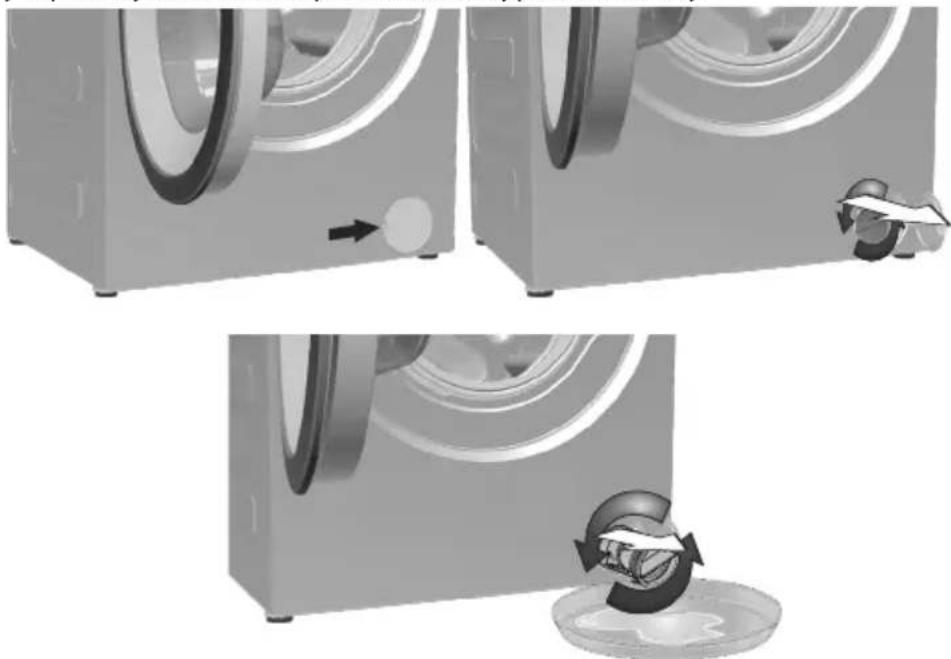 BEKO WRE 6512 CSBWW - Odčerpání zbytkové vody a čištění filtru čerpadla - 8