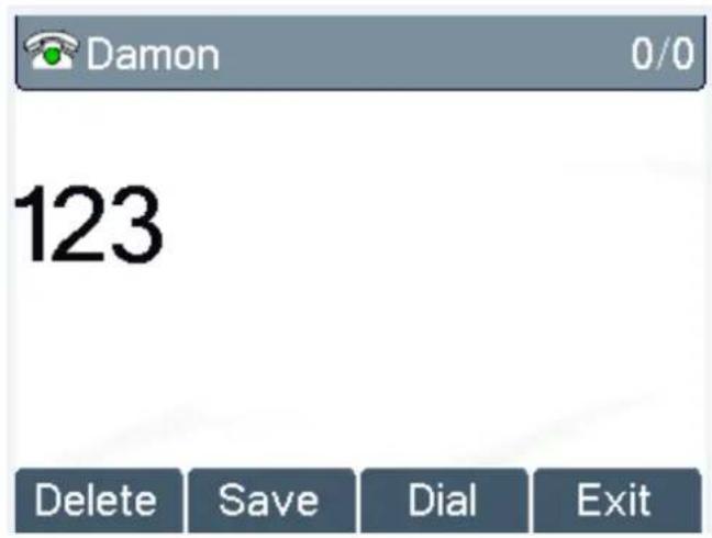Damon 0/0 123 Delete Save Dial Exit