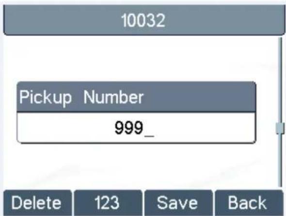 10032 Pickup Number 999_ Delete 123 Save Back