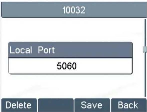 10032 Local Port 5060 Delete Save Back