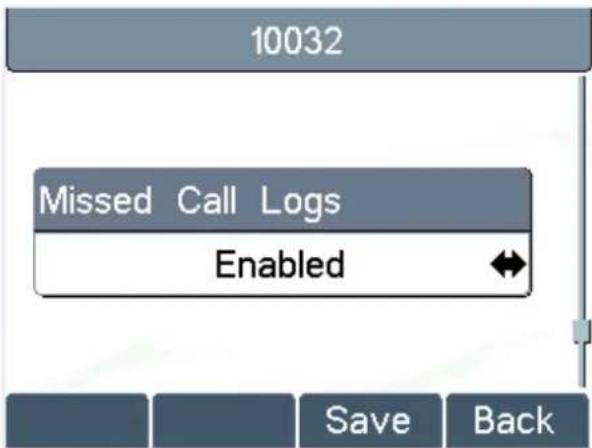 10032 Missed Call Logs Enabled Save Back