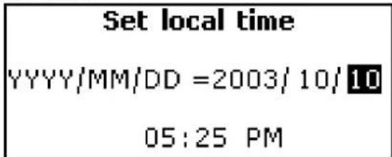 Set local time YYYY/MM/DD =2003/10/10 05:25 PM