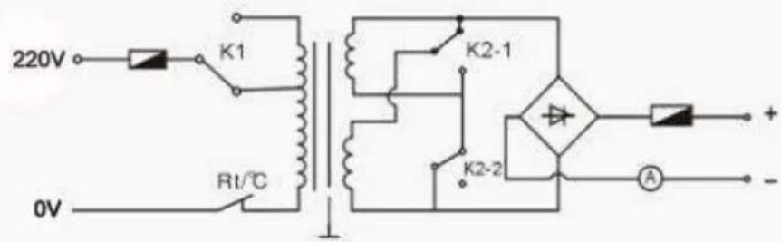 220V K1 R1/°C 0V K2-1 K2-2 A +